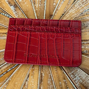NWOT B-low the Belt Red Faux Croc Card Holder with Gold Tone Hardware
